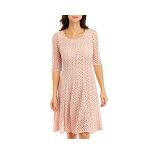 Chris McLaughlin Size 6 Crochet Lace Fit N Flare Dress-Elbow Sleeve-Lined